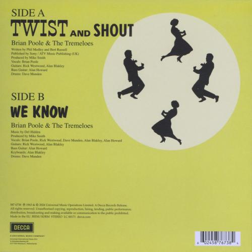 Виниловая пластинка The Tremeloes - Twist & Shout/ We Know (V7) (RSD2024, Clear Vinyl, Single 7" LP)