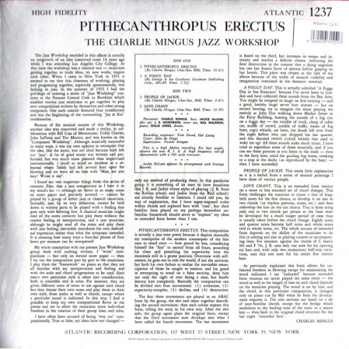 Виниловая пластинка Charles Mingus - Pithecanthropus Erectus (Analogue) (Black Vinyl LP)