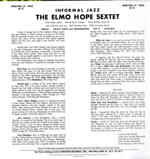 Виниловая пластинка Elmo Hope - Informal Jazz (Analogue) (Black Vinyl LP)