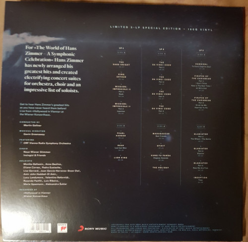 Виниловая пластинка Sony Hans Zimmer The World Of Hans Zimmer - A Symphonic Celebration (Limited 180 Gram Black Vinyl/Gatefold)