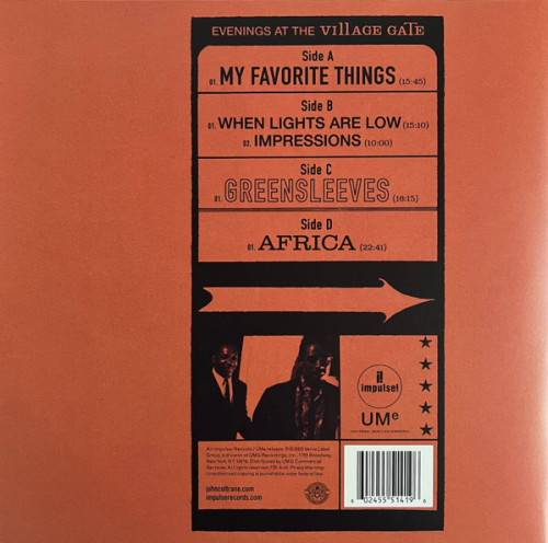 Виниловая пластинка Coltrane, John; Dolphy, Eric - Evenings At The Village Gate (Black Vinyl 2LP)