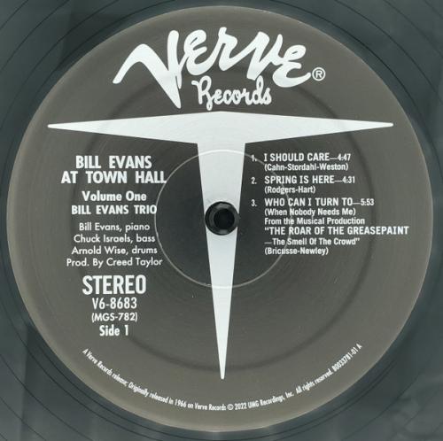 Виниловая пластинка Bill Evans - At Town Hall Vol.1 (Acoustic Sound) (Black Vinyl LP)