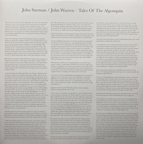 Виниловая пластинка Surman, John; Warren, John - Tales Of The Algonquin (Black Vinyl LP)