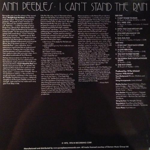 Виниловая пластинка Ann Peebles - I Can't Stand The Rain (Analogue) (Black Vinyl LP)