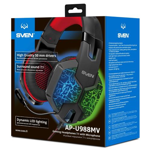 Наушники SVEN AP-U988MV Black/Red