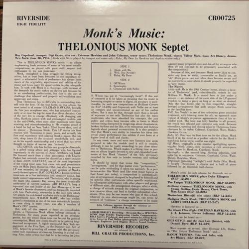 Виниловая пластинка Thelonious Monk - Monk's Music (Analogue, Original Jazz Classics) (Black Vinyl LP)