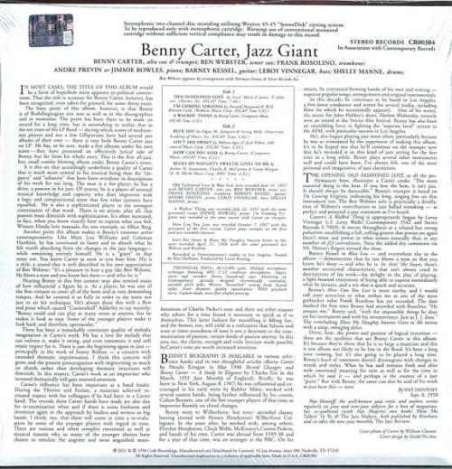 Виниловая пластинка Benny Carter - Jazz Giant (Acoustic Sound) (Black Vinyl LP)