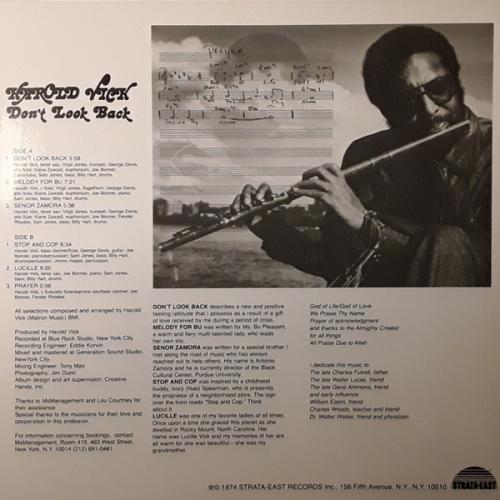 Виниловая пластинка Harold Vick - Don't Look Back (Analogue) (Black Vinyl LP)