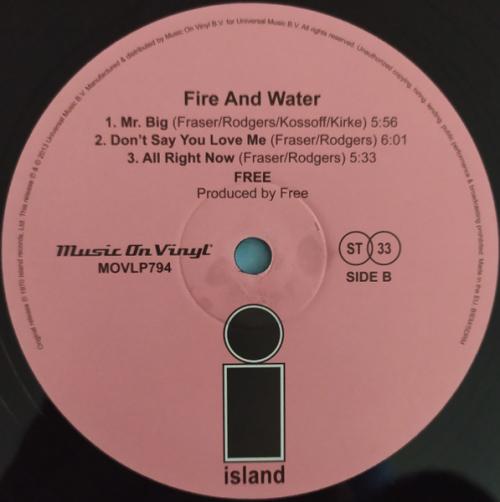 Виниловая пластинка Free - Fire And Water (Black Vinyl LP)