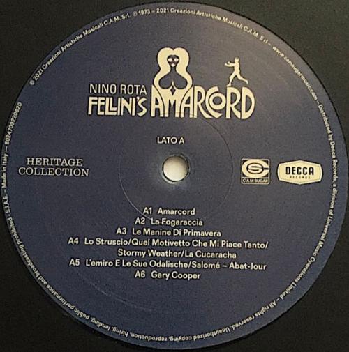 Виниловая пластинка Саундтрек - Amarcord (Nino Rota) (Black Vinyl 2LP)