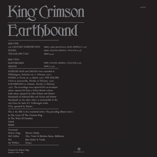 Виниловая пластинка King Crimson - Earthbound (Black Vinyl LP)