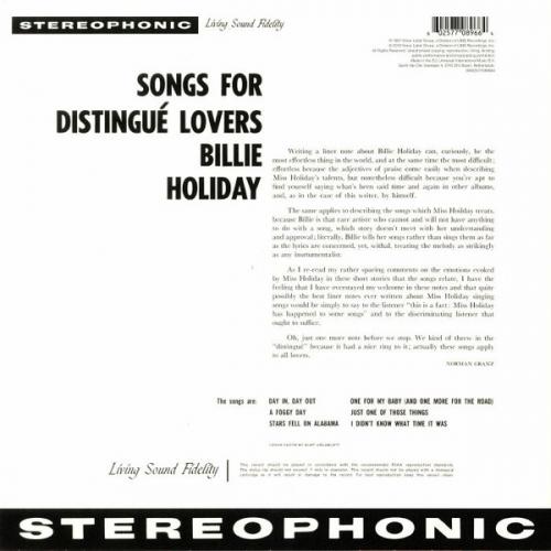 Виниловая пластинка Billie Holiday, Songs For Distingue Lovers